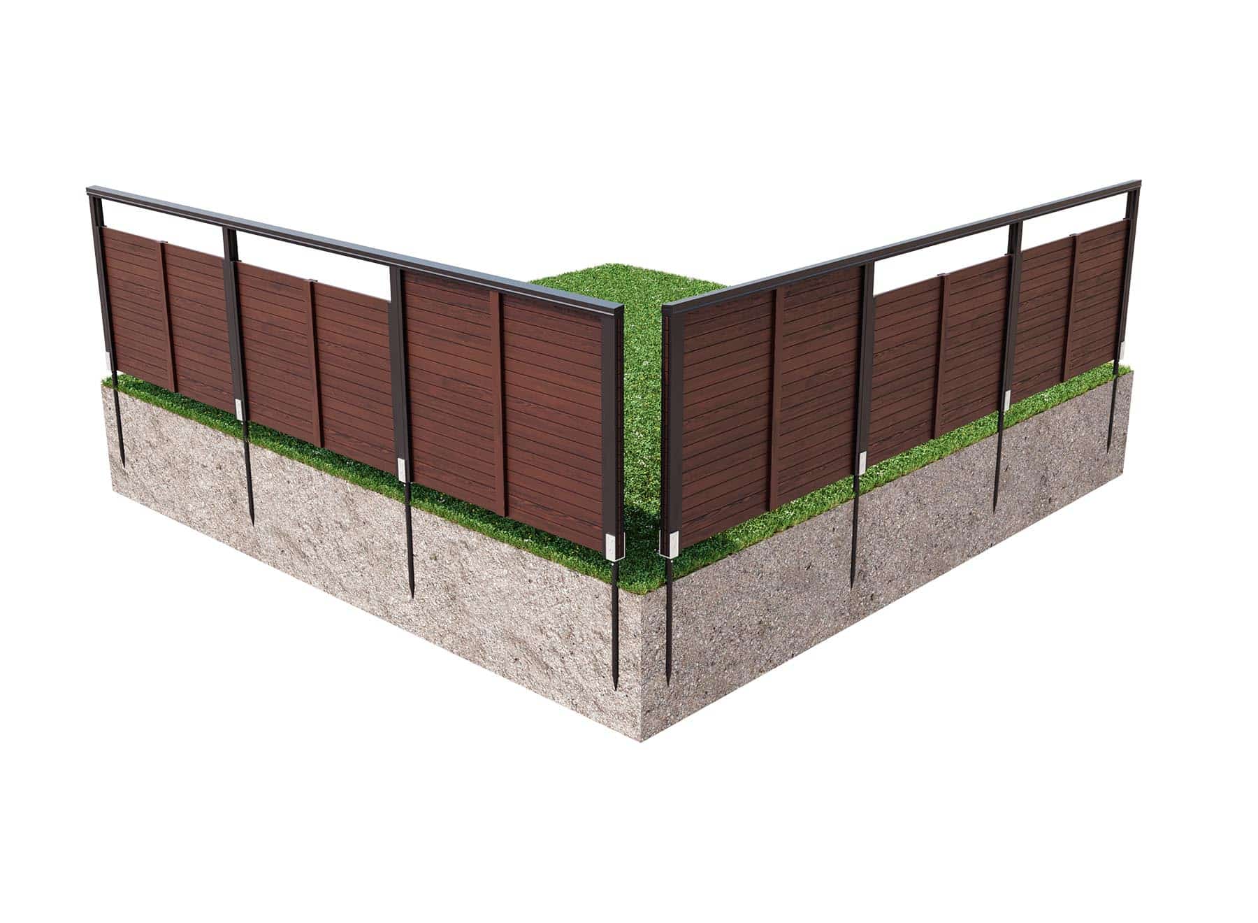 Pihalle asennettavan aidan rakennekuva