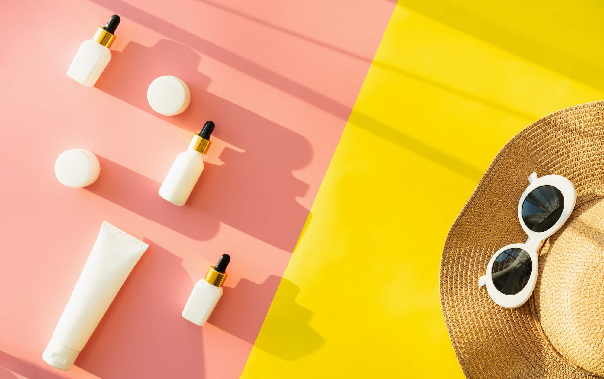 White bottle cream, mockup of beauty product brand